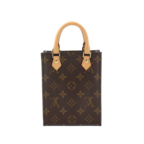 2 Louis Vuitton Monogram Petit Sac Plat 2 Way Hand Shoulder Bag Brown