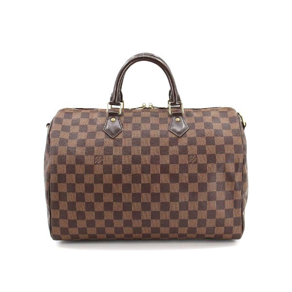 2 Louis Vuitton Damier Speedy 35 Hand Bag Ebene Brown Gold Hardware