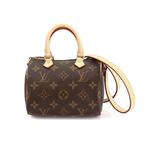 2 Louis Vuitton Monogram Nano Speedy 2 Way Hand Shoulder Bag Brown