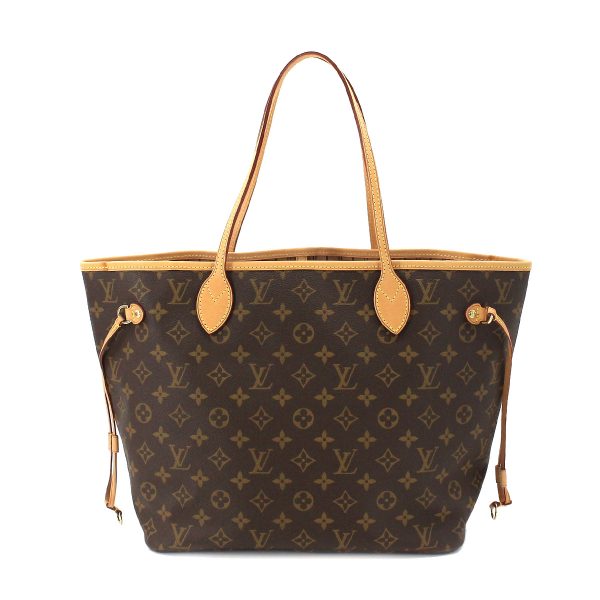 2 Louis Vuitton Monogram Neverfull MM Tote Bag Brown Beige