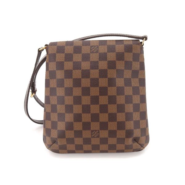 2 Louis Vuitton Damier Musette Salsa Long Shoulder Bag Ebene Gold Hardware