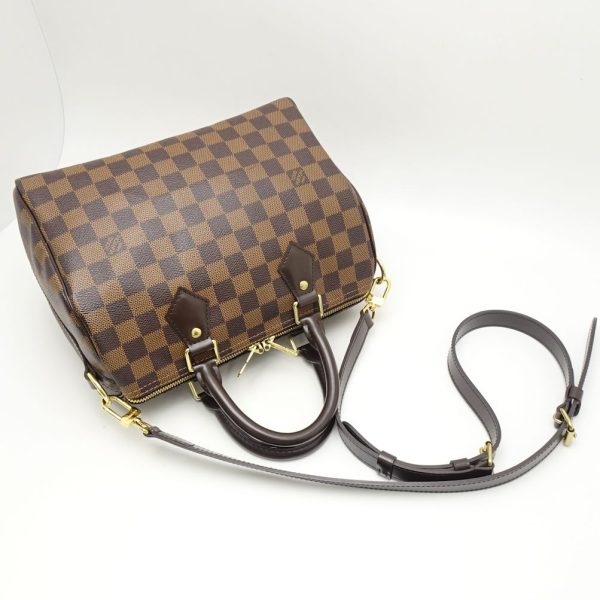 2 Louis Vuitton Damier Speedy Bandouliere 25 Ebene Boston Bag Brown