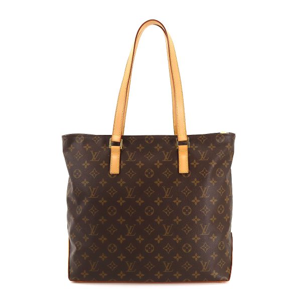 2 Louis Vuitton Monogram Cabas Mezzo Tote Bag Brown Gold Metal Fittings