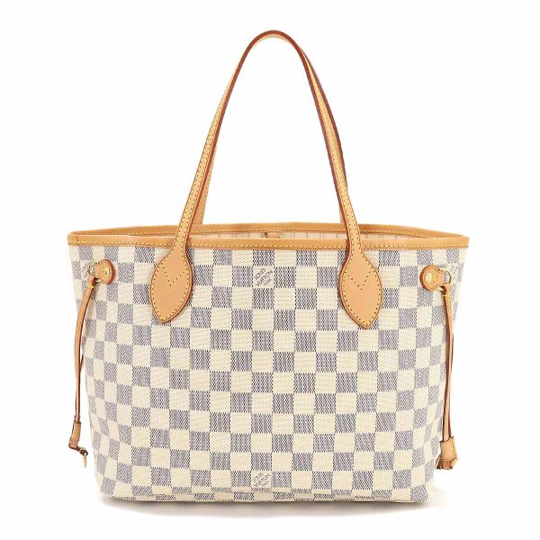 2 Louis Vuitton Damier Azur Neverfull PM Tote Bag White