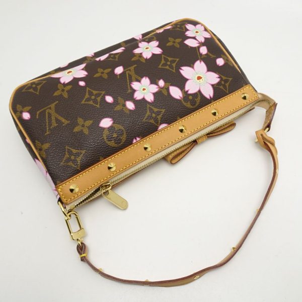 2 Louis Vuitton Cherry Blossom Pochette Accessoire Accessory Pouch Brown