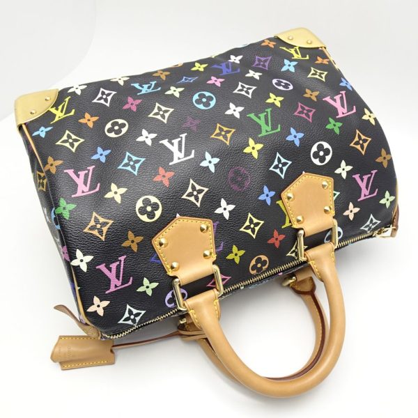 2 Louis Vuitton Multicolor Speedy 30 Noir Boston Bag Black