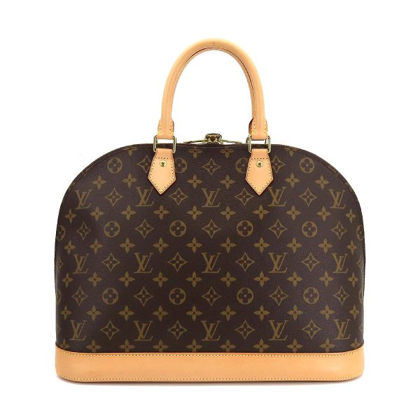 2 Louis Vuitton Monogram Alma GM Hand Bag Brown Gold Metal Fittings