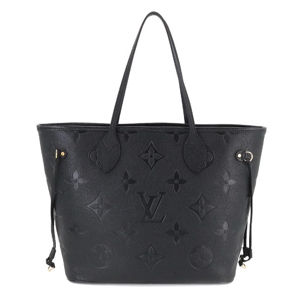 2 Louis Vuitton Monogram Emplant Neverfull MM Tote Bag Leather Noir Black