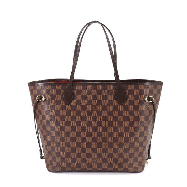 2 Louis Vuitton Damier Neverfull MM Tote Bag Ebene Series Brown Gold Metal Fittings