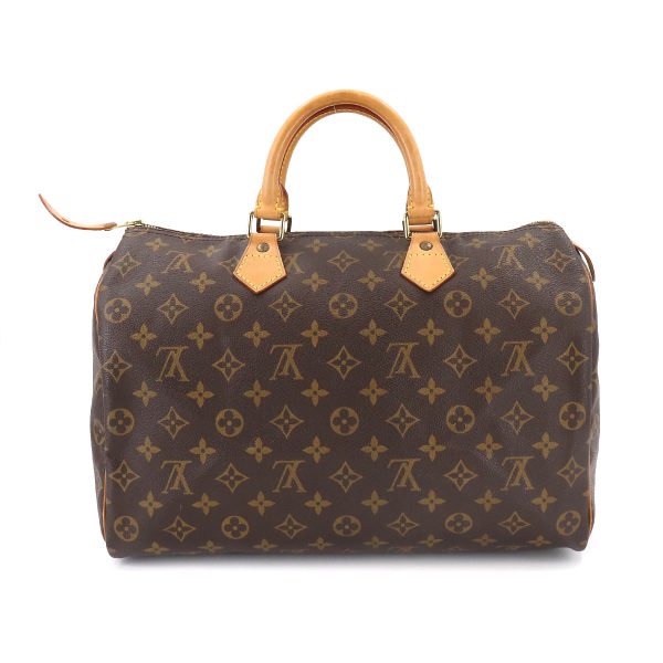 2 Louis Vuitton Monogram Speedy 35 Hand Bag Brown Gold Hardware