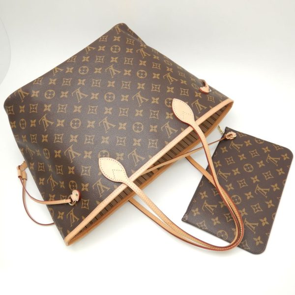 2 Louis Vuitton Monogram Neverfull MM Beige Tote Bag