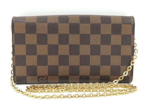 2001017258500361 3 Louis Vuitton Portefeuille Croisette Chain Wallet Damier Ebene