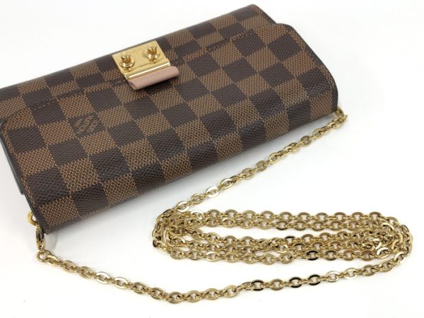 2001017258500361 6 Louis Vuitton Portefeuille Croisette Chain Wallet Damier Ebene