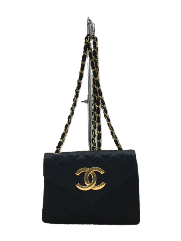 2324250597737 01 Chanel Plain Silk Chain Shoulder Bag Black