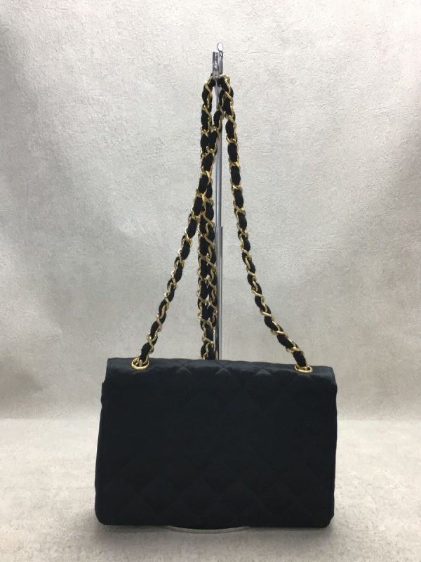 2324250597737 04 Chanel Plain Silk Chain Shoulder Bag Black