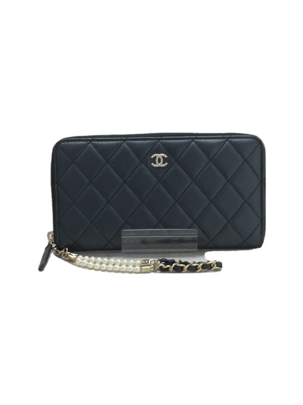 2333260409848 01 Chanel Lambskin Leather Chain Wallet Black