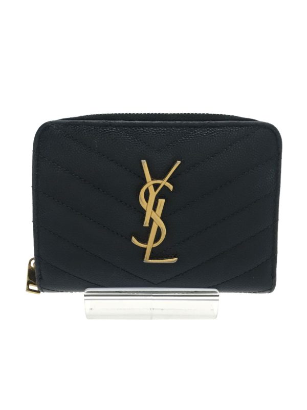 2335611534407 01 Saint Laurent Leather Corner Threaded Wallet