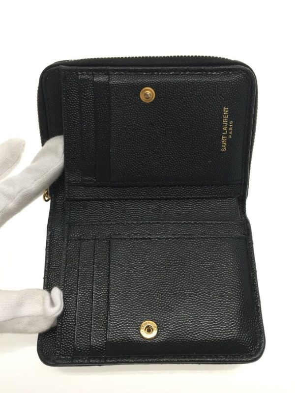 2335611534407 04 Saint Laurent Leather Corner Threaded Wallet