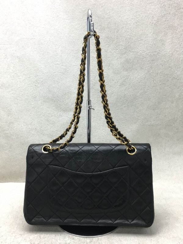 2336100279458 04 Chanel Matelasse Lambskin Sheepskin Chain Shoulder Bag Black