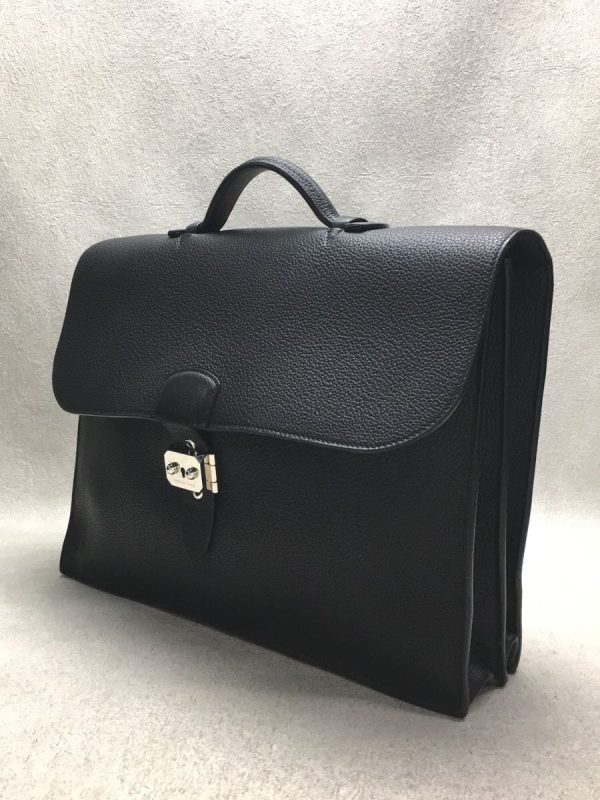 2337200696763 02 Hermes Sac Adepeche Togo Leather Briefcase Bag