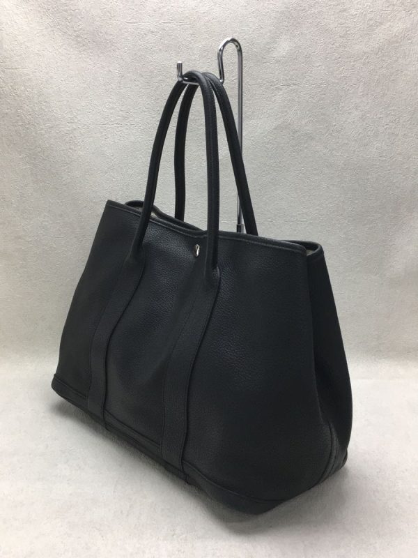 2338791678602 02 Hermes Leather Garden Party Tote Bag Black