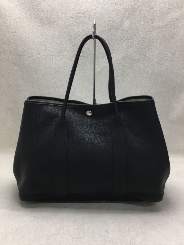 2338791678602 03 Hermes Leather Garden Party Tote Bag Black