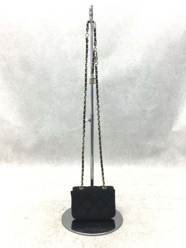 2339080263271 04 Chanel Matelasse Canvas Chain Shoulder Bag Black