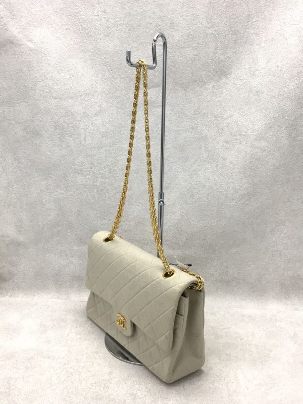 2340780103705 02 Chanel Matelasse Jersey Chain Shoulder Bag Beige