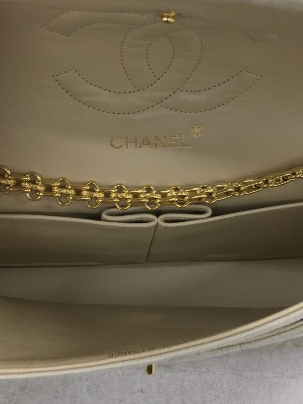 2340780103705 06 Chanel Matelasse Jersey Chain Shoulder Bag Beige