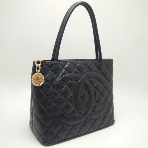 250235 2 Chanel Reissue Tote Bag Caviar Skin Black