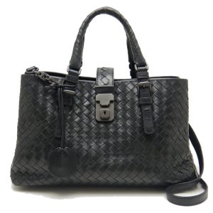 250405 1 Bottega Veneta Small Rome Handbag Intrecciato 2way Calf Black