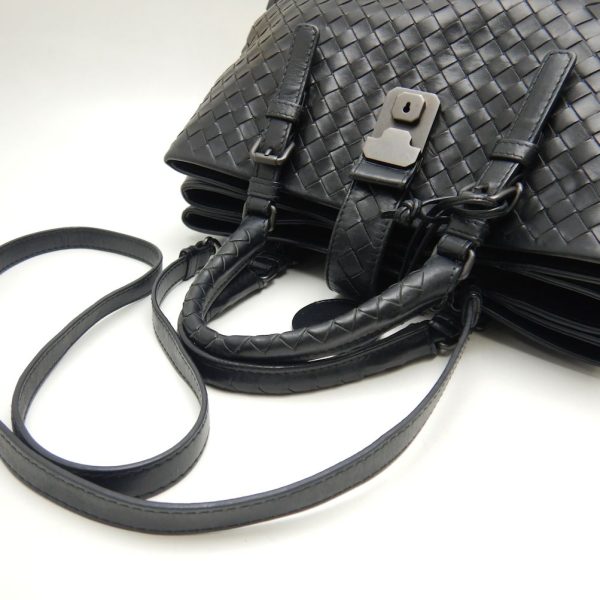 250405 5 Bottega Veneta Small Rome Handbag Intrecciato 2way Calf Black