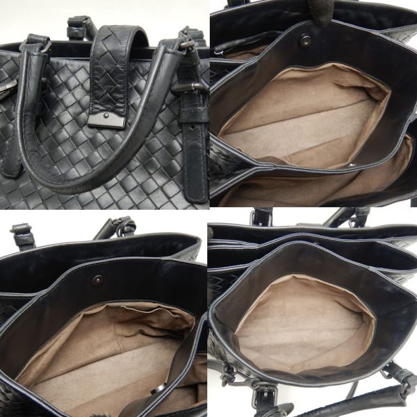 250405 9 Bottega Veneta Small Rome Handbag Intrecciato 2way Calf Black