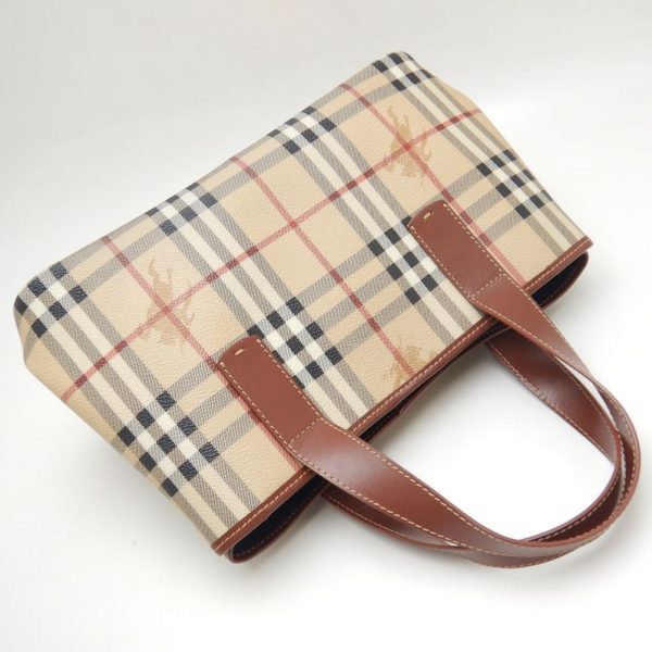 250582 4 Burberry Handbag London Leather Check Brown