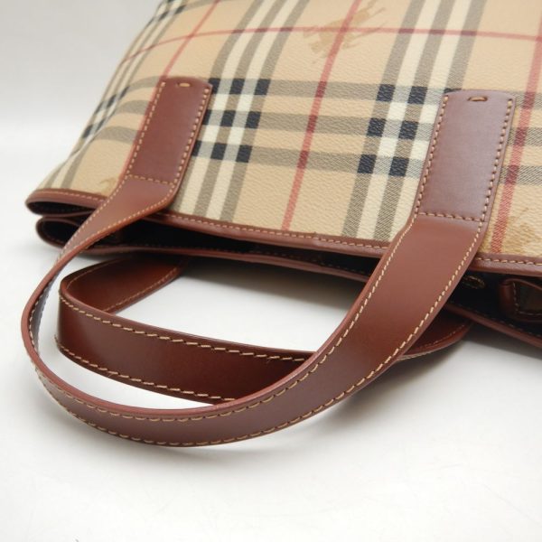 250582 6 Burberry Handbag London Leather Check Brown