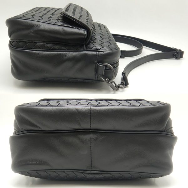 250630 3 Bottega Veneta Shoulder Bag Intrecciato Leather Black