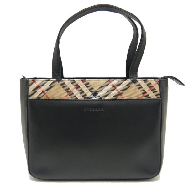 250719 1 Burberry Handbag Leather Canvas Black Nova Check