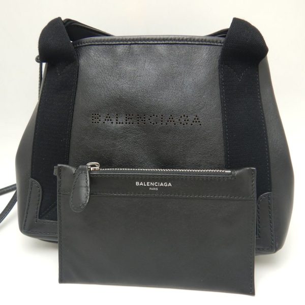 250748 5 Balenciaga Navy Cabas XS Tote Bag Canvas Leather Black