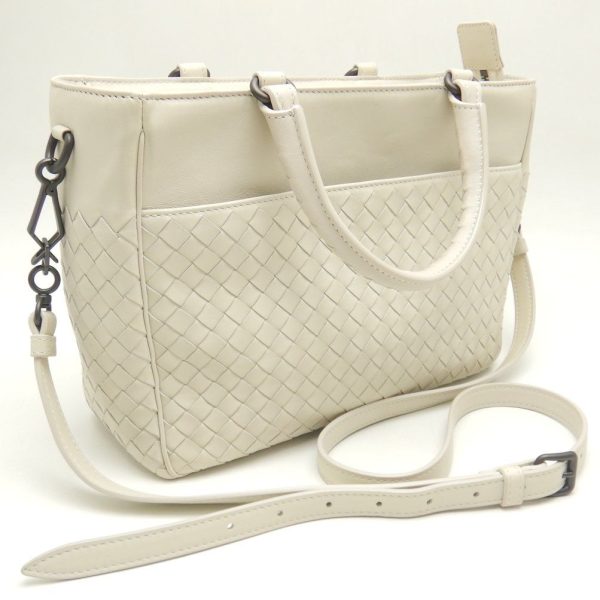 250773 2 Bottega Veneta Handbag Intrecciato 2way Leather Ivory