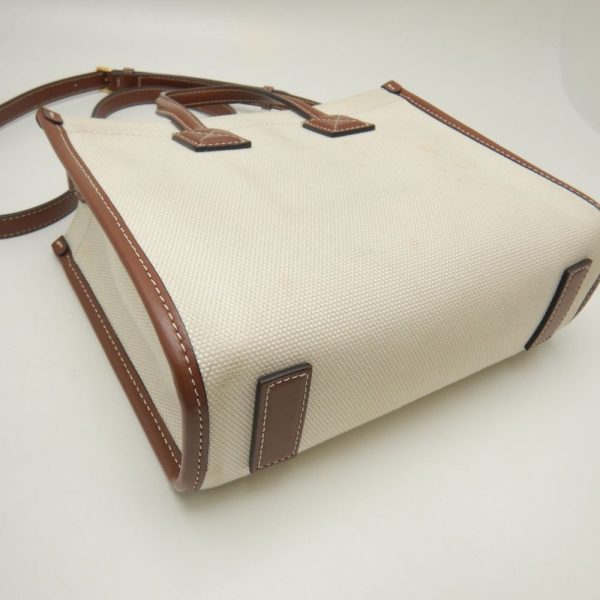 250774 6 Burberry Mini Freya Tote Bag Cotton x Calf Natural Tan