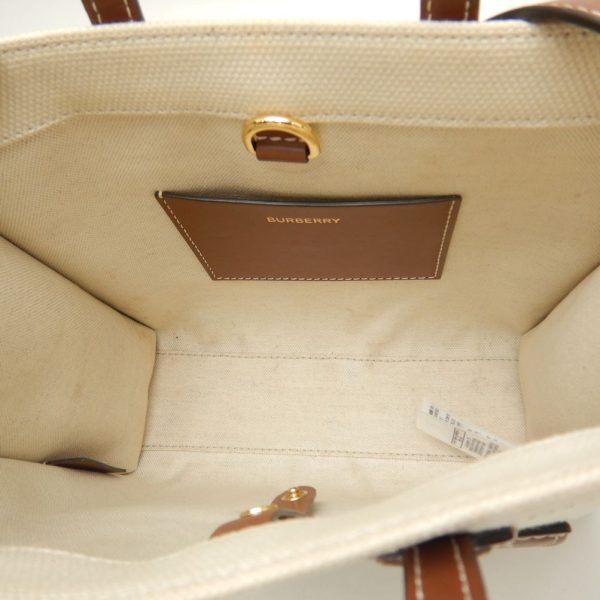 250774 7 Burberry Mini Freya Tote Bag Cotton x Calf Natural Tan