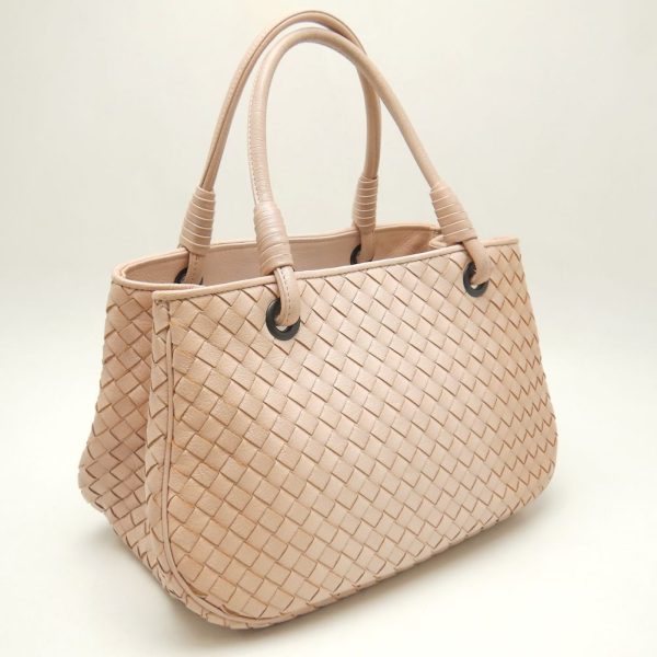 250800 2 Bottega Veneta Satchel Handbag Intrecciato Leather Pink