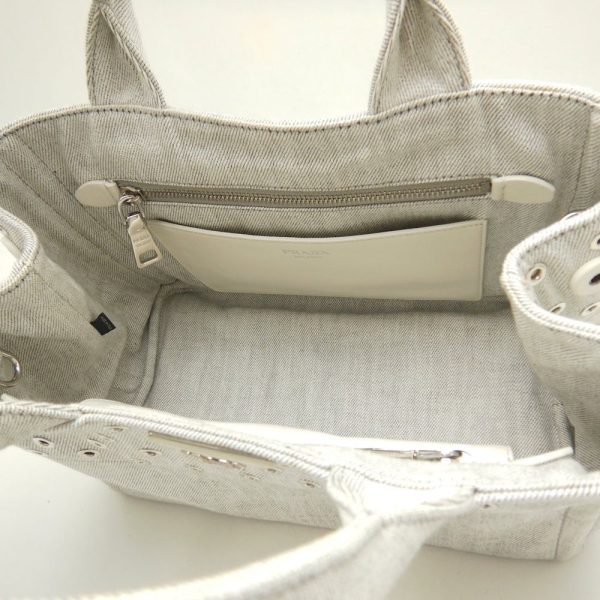 250801 6 Prada Canapa Tote Bag Denim Patch Bianco