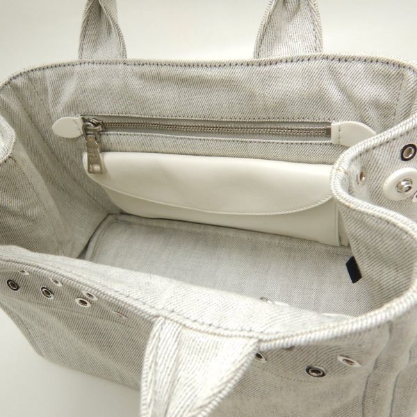 250801 7 Prada Canapa Tote Bag Denim Patch Bianco