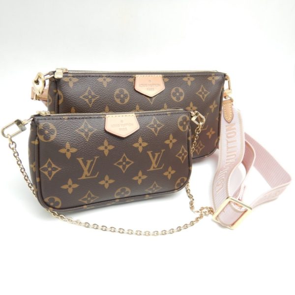 3 Louis Vuitton Monogram Multi Pochette Accessoire Rose Hanging