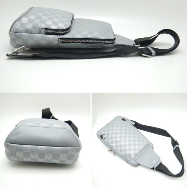 3 Louis Vuitton Damier Anfini Avenue Sling Bag Silver Gray Body Bag