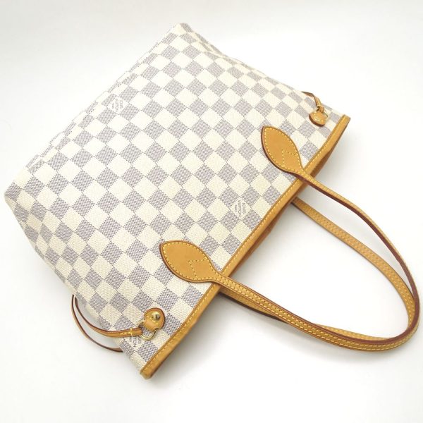 3 Louis Vuitton Neverfull PM Damier Azur Tote Bag White