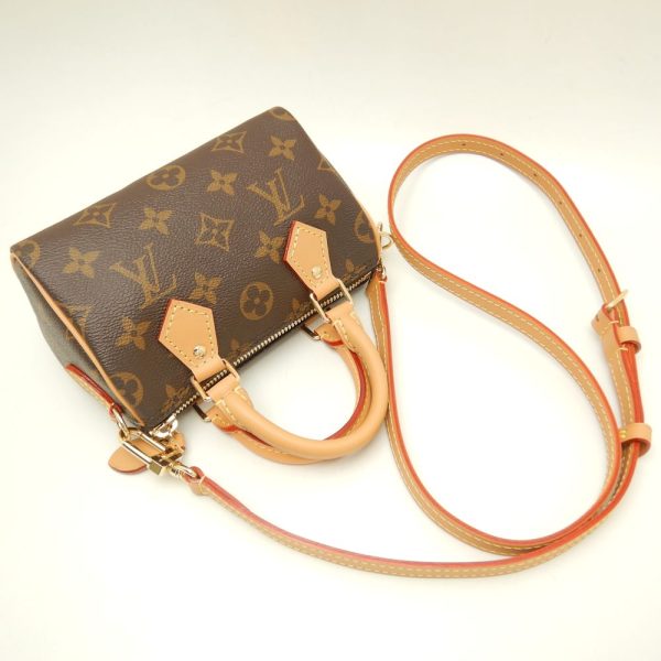 3 Louis Vuitton Monogram Nano Speedy Handbag Brown