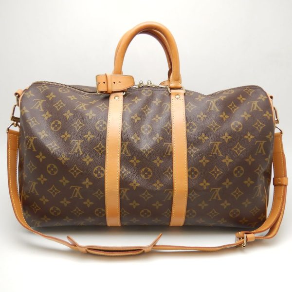 3 Louis Vuitton Monogram Keepall Bandouliere 45 Boston Bag Brown