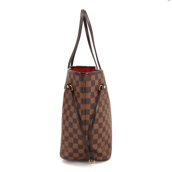 3 Louis Vuitton Damier Neverfull MM Tote Bag Ebene Brown Red Gold Metal Fittings